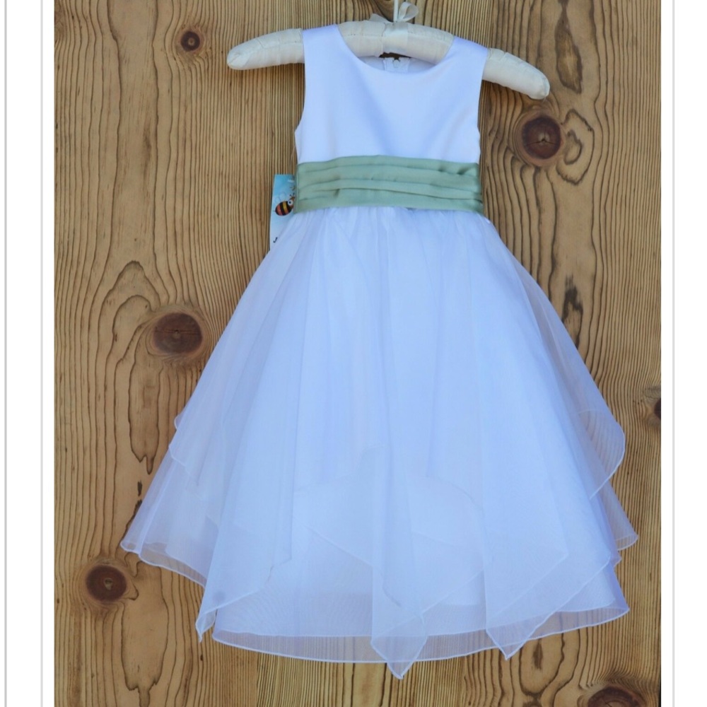White Tiered Shimmering Organza**sage sash**
